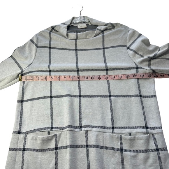 ANTHROPOLOGIE POSTMARK Windowpane Sweater Tunic Mini Dress Plaid Medium M Gray - Picture 6 of 8